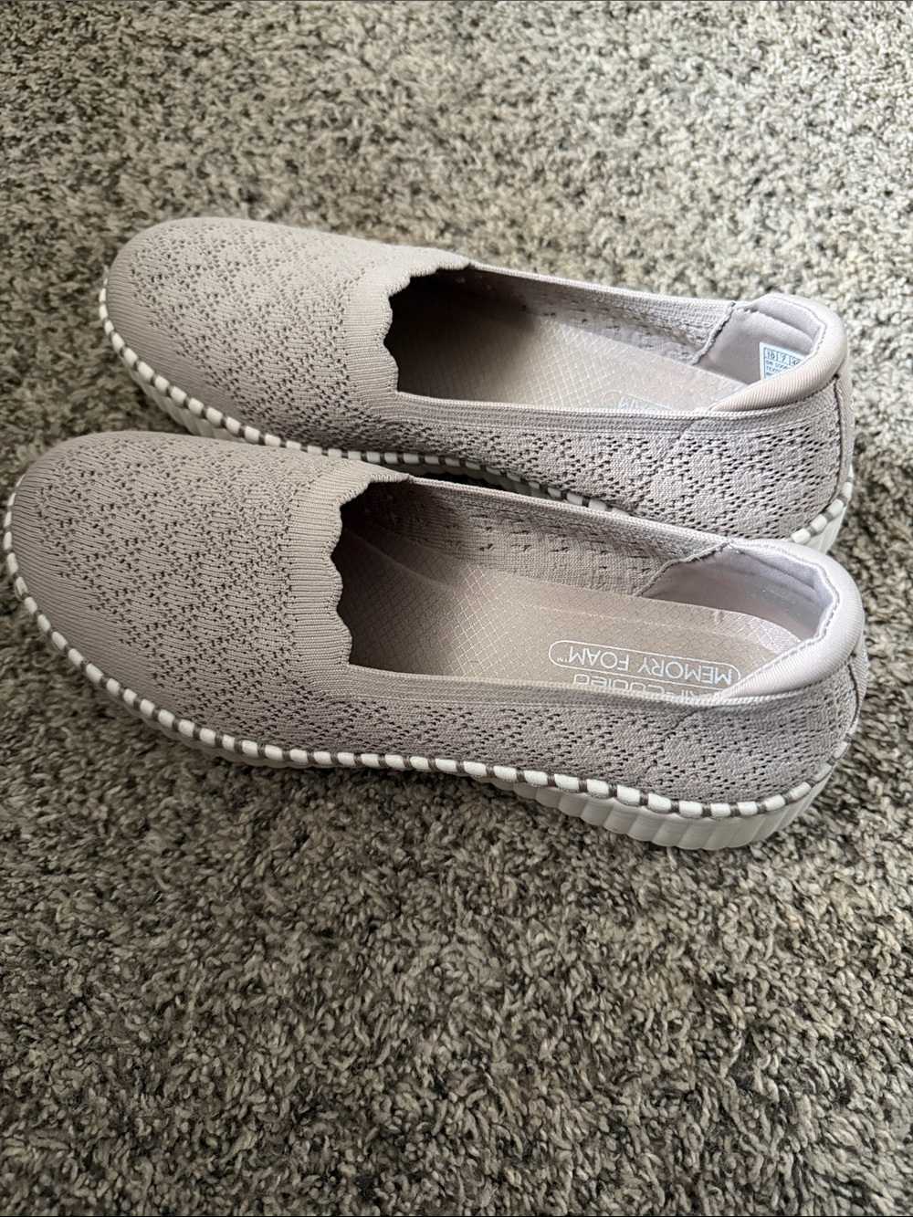 Skechers Slip-On Knit Loafers - Light Taupe